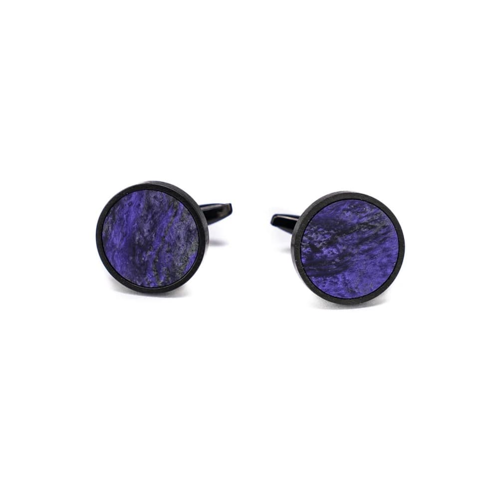 Dřevěné manžetové knoflíčky - Fialová pryskyřice 18MM
