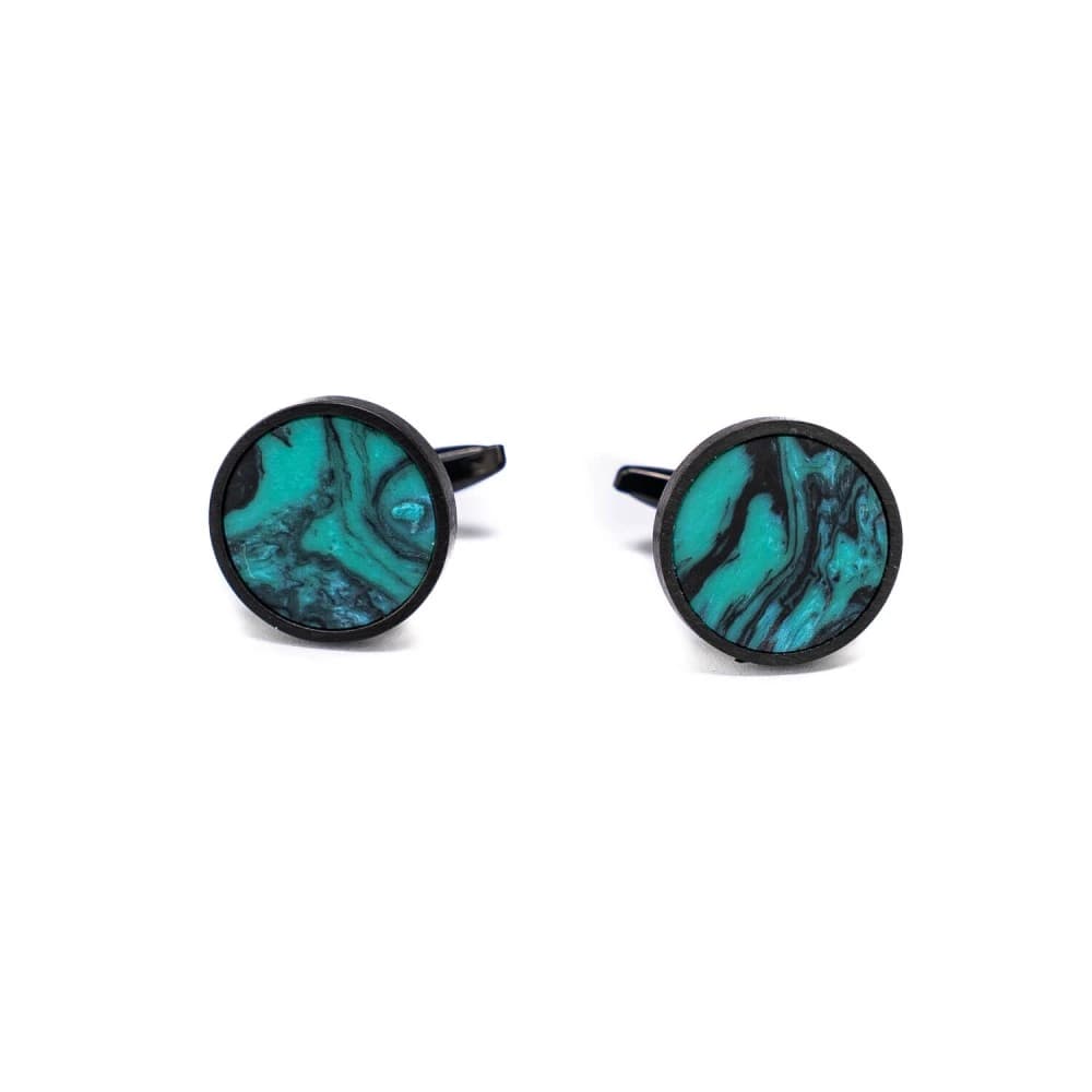 Dřevěné manžetové knoflíčky - Tyrkys 18MM